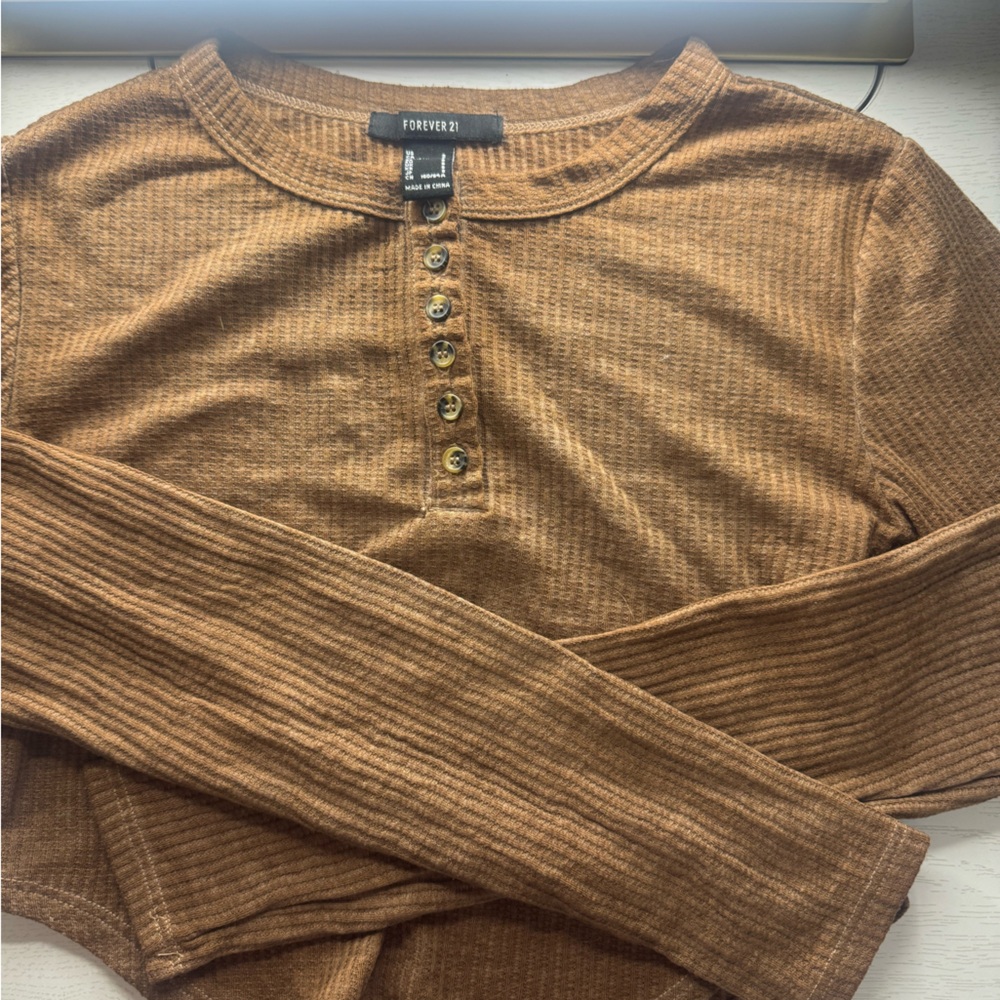 Forever 21 Brown Crew Neck Sweater